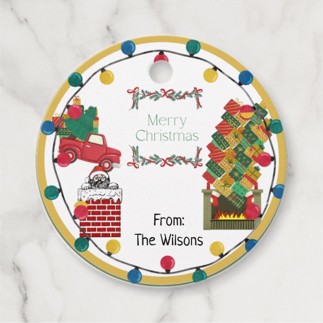 Feliz Personalizable navideño atado a las etiqueta (Anverso)