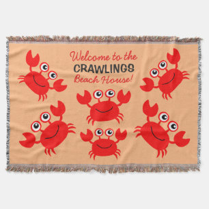 Feliz personalizado de cangrejos manta de texto