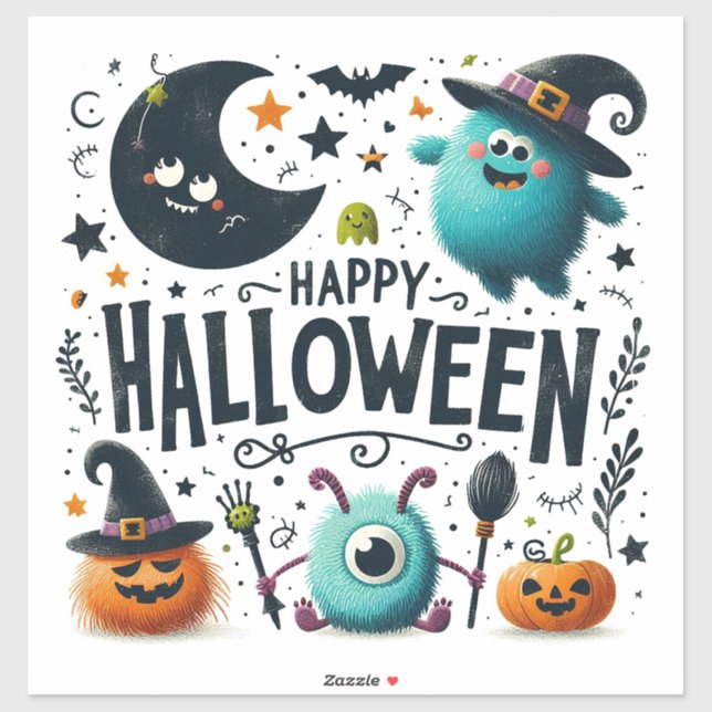 Feliz Personalizado de Halloween Pegatina de vinil (Hoja)