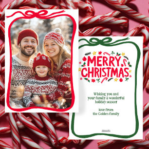 Feliz PERSONALIZADO de Navidad con la mano dibujad