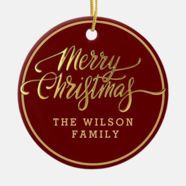 Feliz Personalizado Navidad Textos Ornamento cerám (Frente)