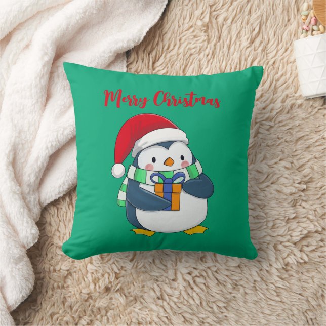 Feliz Pingüino de Navidad con Cojín decorativo de  (Manta)