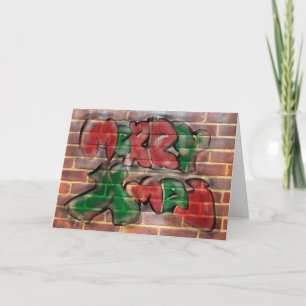 Feliz pintada verde roja de Navidad