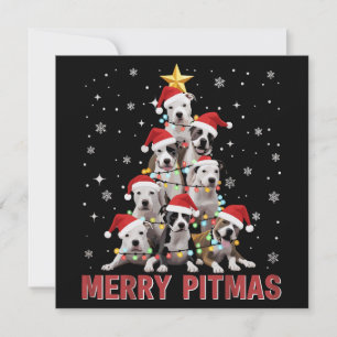 Feliz Pitmas Pitbull Perro Árbol Navidad Fea