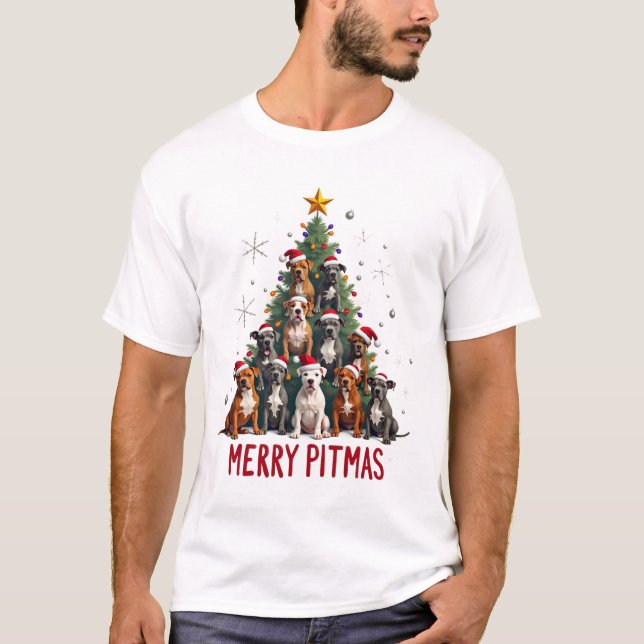 Feliz Pitmas Pitbull Perro Suéter Feo De Navidad T (Anverso)