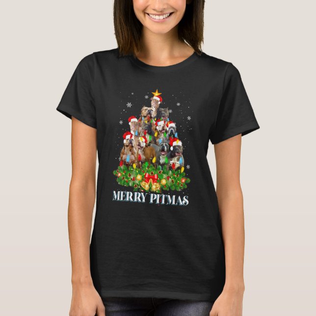 Feliz Pitmas Pitbull Perro Suéter Feo De Navidad T (Anverso)