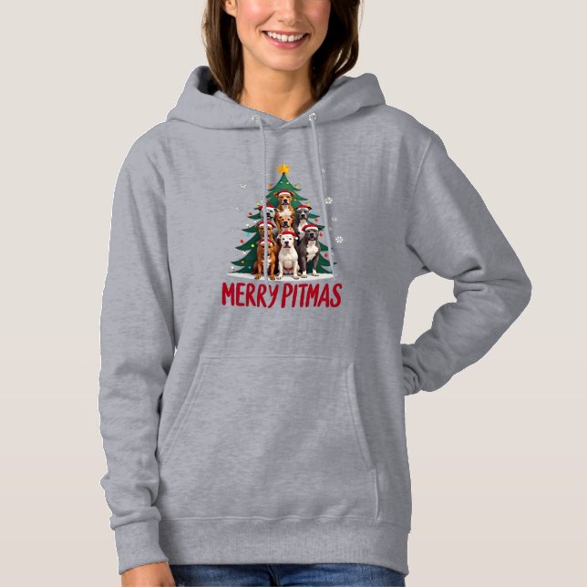 Feliz Pitmas Pitbull Perro Suéter Feo De Navidad T (Anverso)