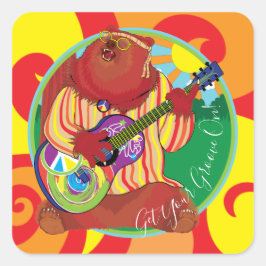 Feliz Plaza de Pegatinas del oso de guitarra del c