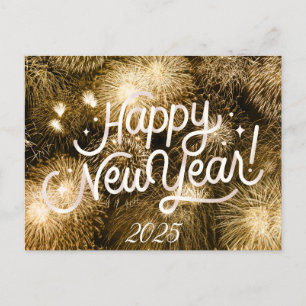 FELIZ POSTAL DE AÑOS NUEVOS CON DETALLES DE ORO