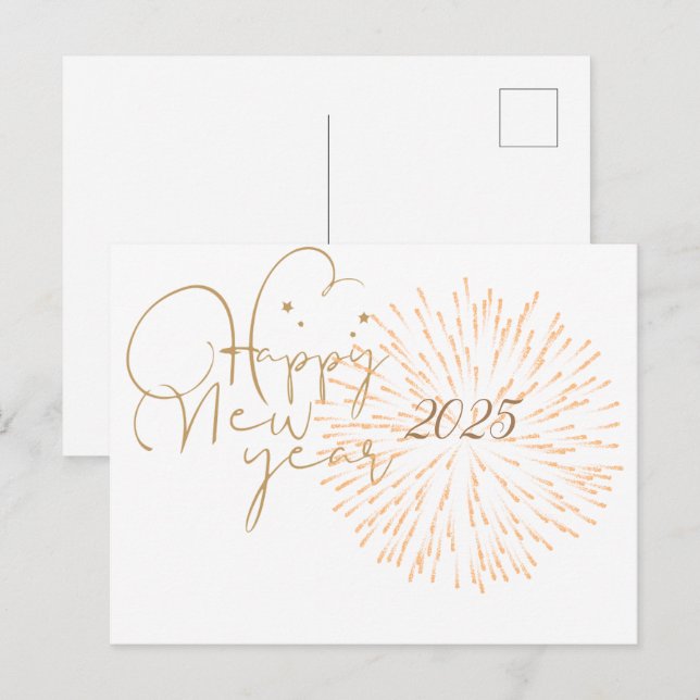 FELIZ POSTAL DE AÑOS NUEVOS CON DETALLES DE ORO (Anverso / Reverso)