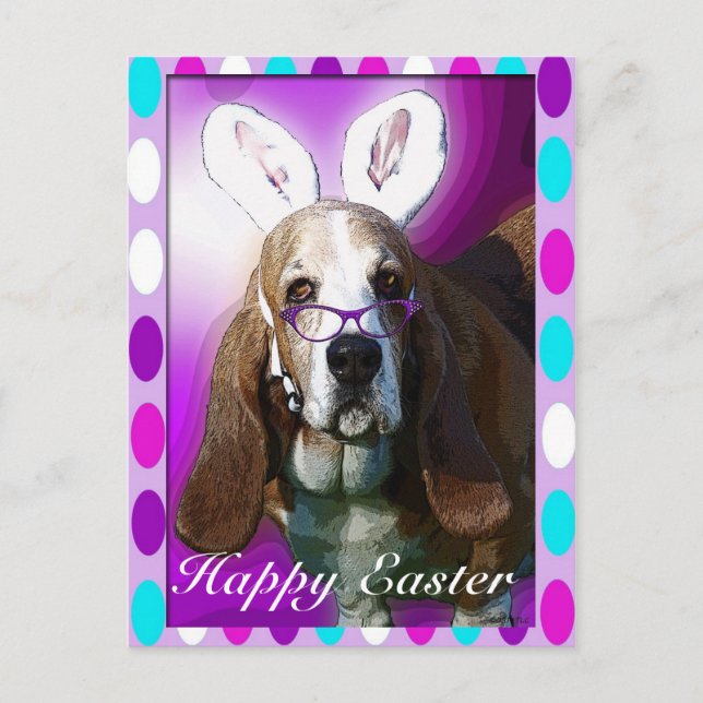 Feliz postal de felicitación de Pascua de Basset H (Anverso)
