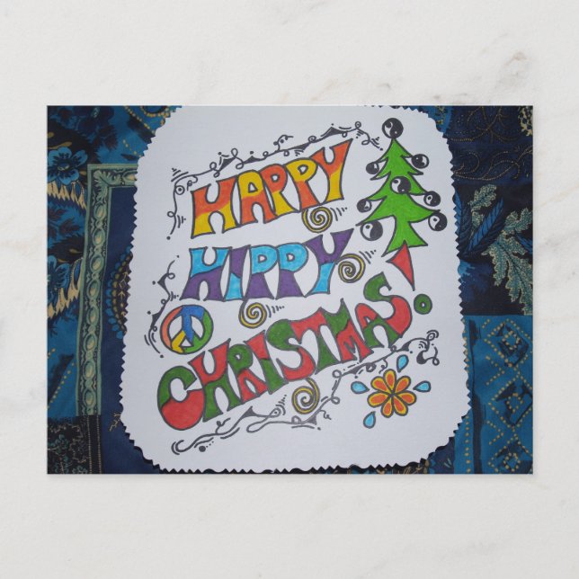 Feliz postal de Navidades hippies. (Anverso)