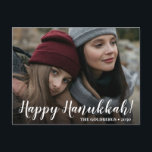 Feliz postales de feriado de fotos de Hanukkah<br><div class="desc">Esta hermosa tarjeta de foto que dice "¡Feliz Hanukkah!" en la parte delantera y "Que la luz de Hanukkah llene tus corazones con paz y amor" en la parte de atrás traerá una sonrisa a la cara de cada receptor. Es un sentimiento cálido que afectará a los corazones y a...</div>