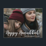 Feliz postales de feriado de fotos de Hanukkah<br><div class="desc">Esta hermosa tarjeta de foto que dice "¡Feliz Hanukkah!" en la parte delantera y "Que la luz de Hanukkah llene tus corazones con paz y amor" en la parte de atrás traerá una sonrisa a la cara de cada receptor. Es un sentimiento cálido que afectará a los corazones y a...</div>