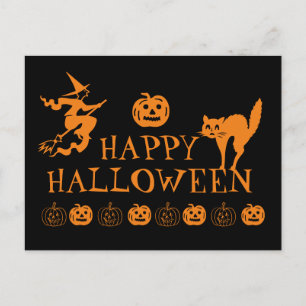 Feliz postales de Halloween con espanto de naranja