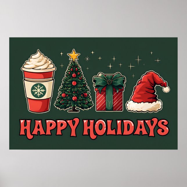 Feliz Poster de vacaciones - Decoración de Navidad (Frente)