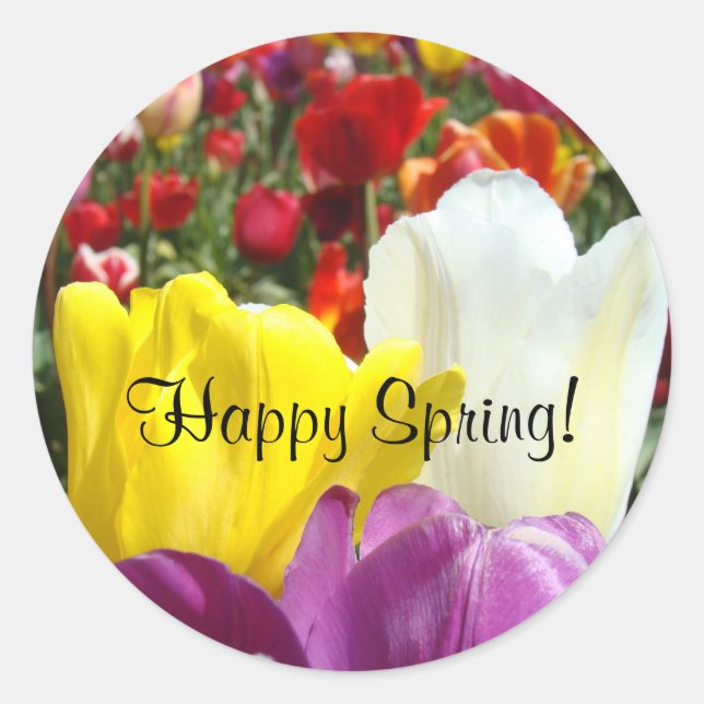 ¡Feliz Primavera! pegatinas Flores de Tulipán Colo (Anverso)