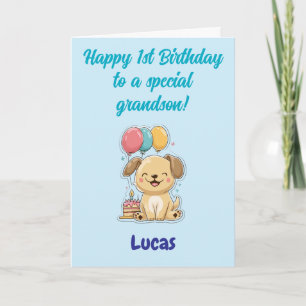 Feliz primer cumpleaños nieto, tarjeta Feliz cacho