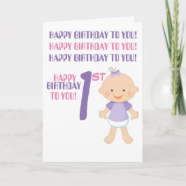 "¡FELIZ PRIMER CUMPLEAÑOS!" Tarjeta mediana
