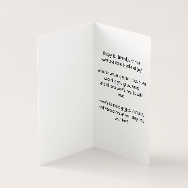 Feliz primer cumpleaños - Tarjeta para niños (Interior)