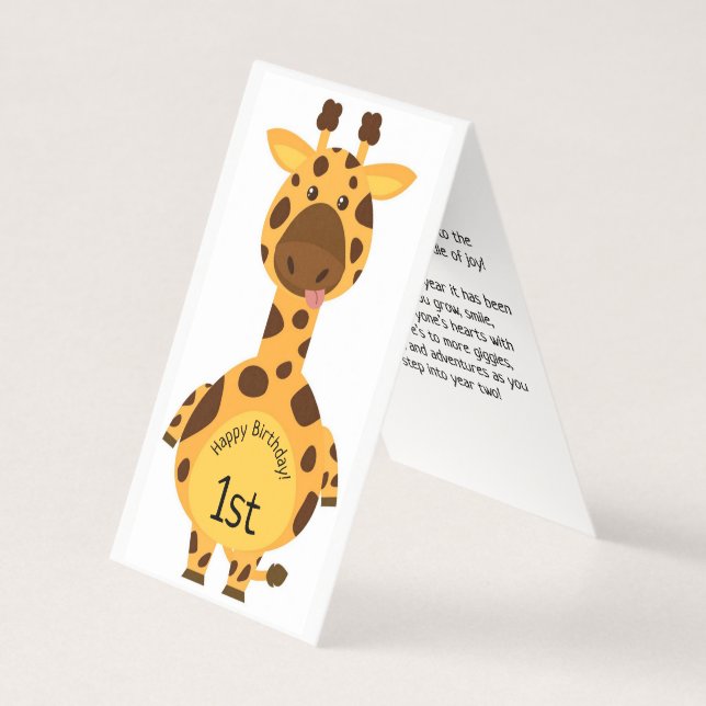 Feliz primer cumpleaños - Tarjeta para niños (Anverso)