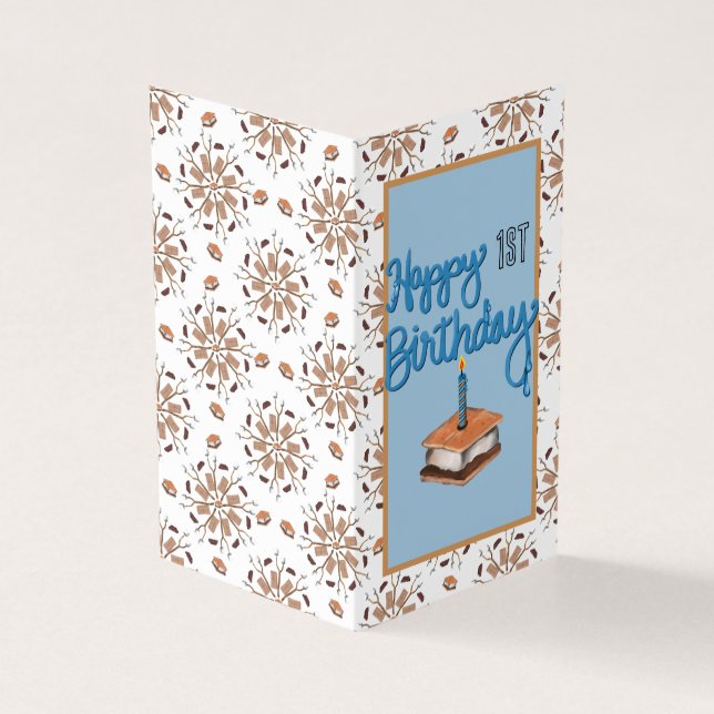 Feliz primer cumpleaños y la tarjeta de felicitaci (Exterior)