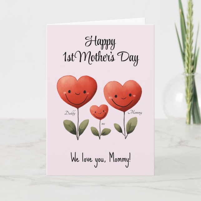 Feliz primer día de la madre, tarjeta de papá y be (Anverso)