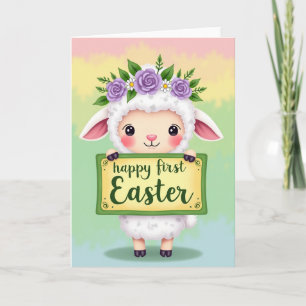 Feliz primer día de Pascua tarjeta de oveja
