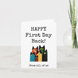Feliz primer día de vuelta, tarjeta de bienvenida