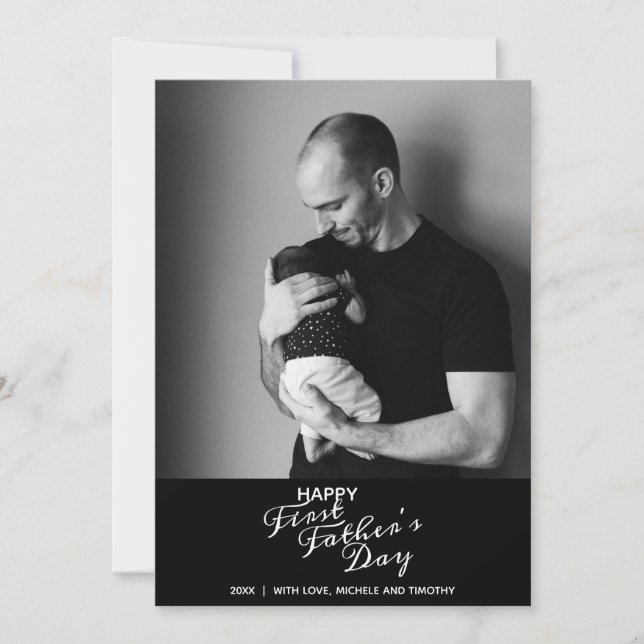 Feliz Primer Día del Padre Tipografía Elegante Fot (Anverso)