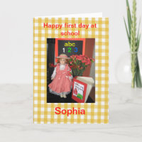 Feliz primer día en la escuela con tarjeta Sophia.