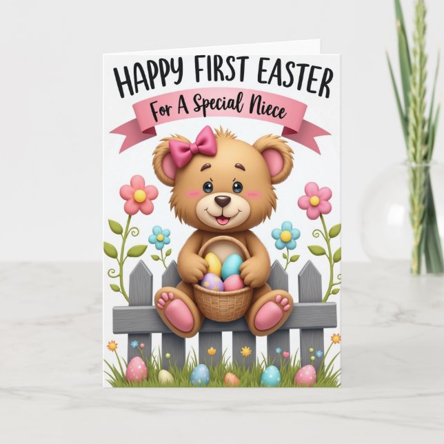 Feliz Primera Pascua Tarjeta para Sobrina (Anverso)