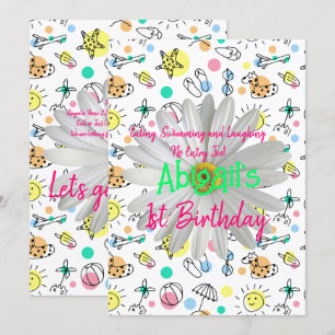 Feliz primero. Invitación por cumpleaños Splash Na