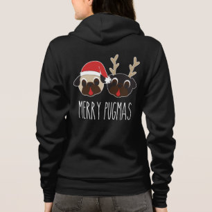Feliz Pugmas Santa y negro de la sudadera con