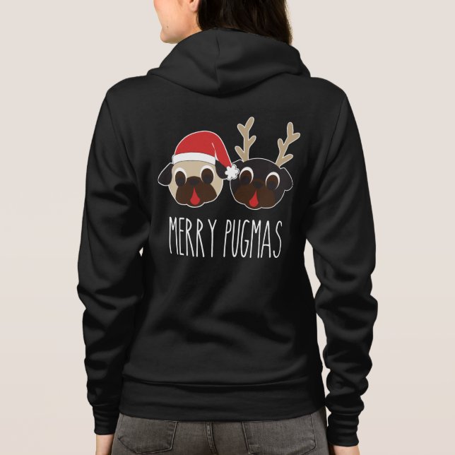 Feliz Pugmas Santa y negro de la sudadera con (Reverso)