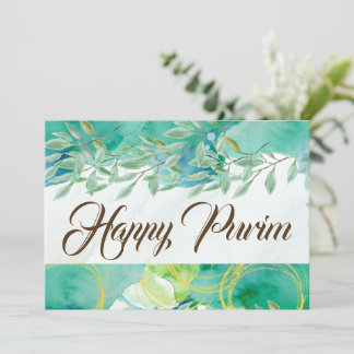 Feliz Purim Tarjeta de Felicitación Plana Acuarela