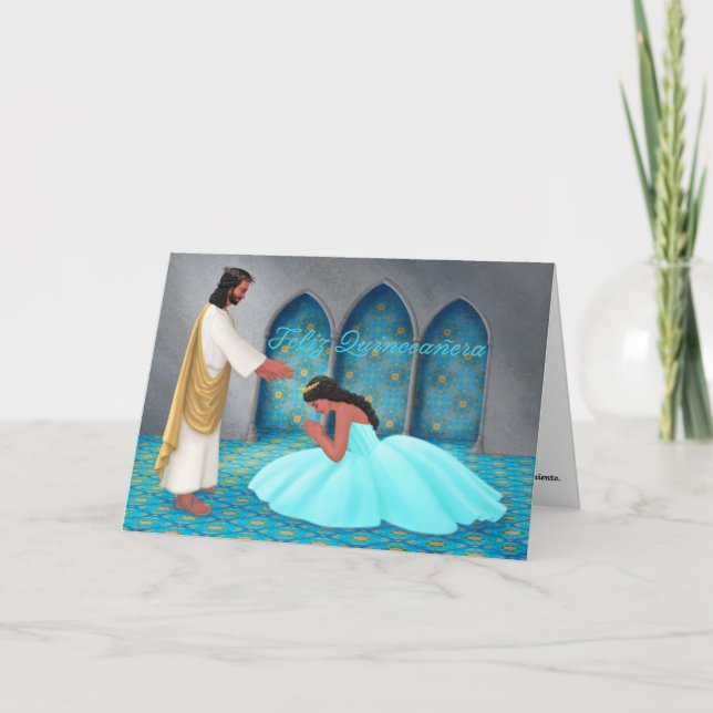 "Feliz Quinceañera". Tarjeta mediana (Anverso)