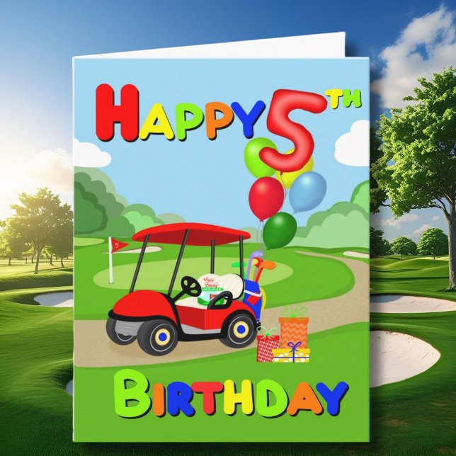 Feliz quinto cumpleaños tarjeta de golf para niños (Subido por el creador)