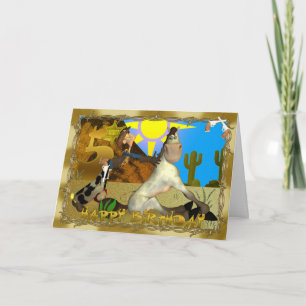 Feliz quinto cumpleaños tarjeta de niño de la noch