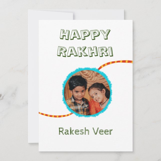 Feliz Rakhri cada tarjeta de foto, Rakhi (Anverso)