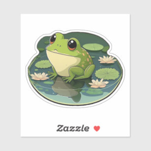 Feliz rana Kawaii a un Pegatina de Lily Pad
