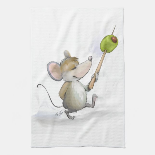 Feliz ratón Moe con la toalla de cocina verde (Vertical)