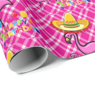 Feliz regalo de cumpleaños envolvimiento Papel fla