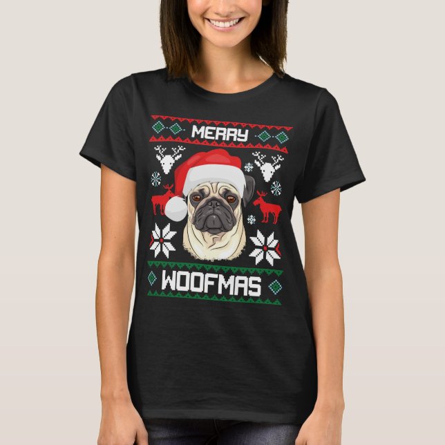 Feliz regalo de la camiseta del navidad de Woofmas (Anverso)