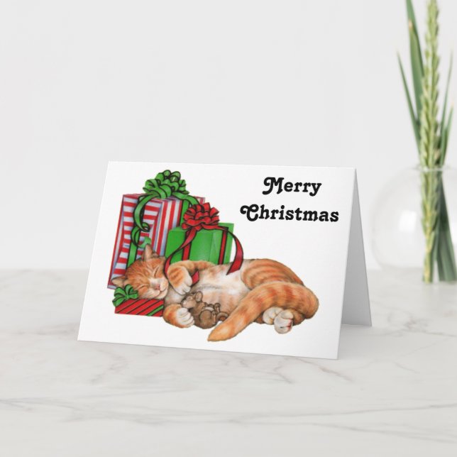 Feliz Regalo navideño de gatos, ratón y Navidad (Anverso)