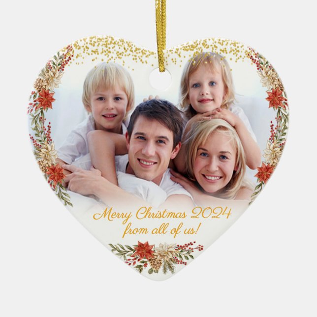 Feliz Regalo navideño Familia Foto Ornamento del C (Frente)