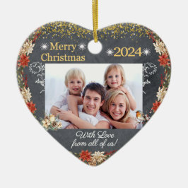 Feliz Regalo navideño Familia Foto Ornamento del C