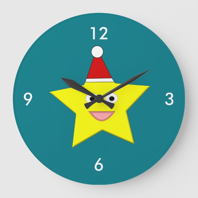 Feliz Reloj de pared de Star para pequeños Navidad (Anverso)