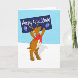 Feliz reno de Hanukkah con tarjeta de Rótulo Hanuk