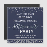 Feliz retiro Confetti plata salva la fecha